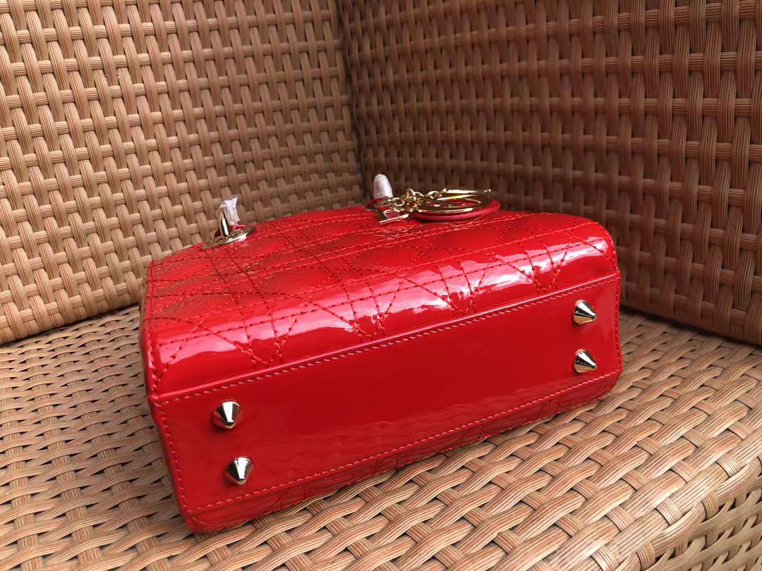Dior red patent leather Diana bag