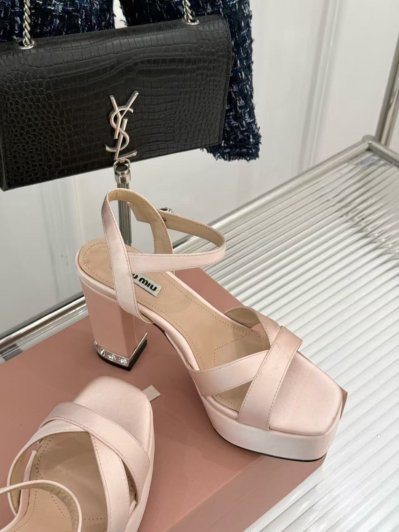 Miumiu silk high heels