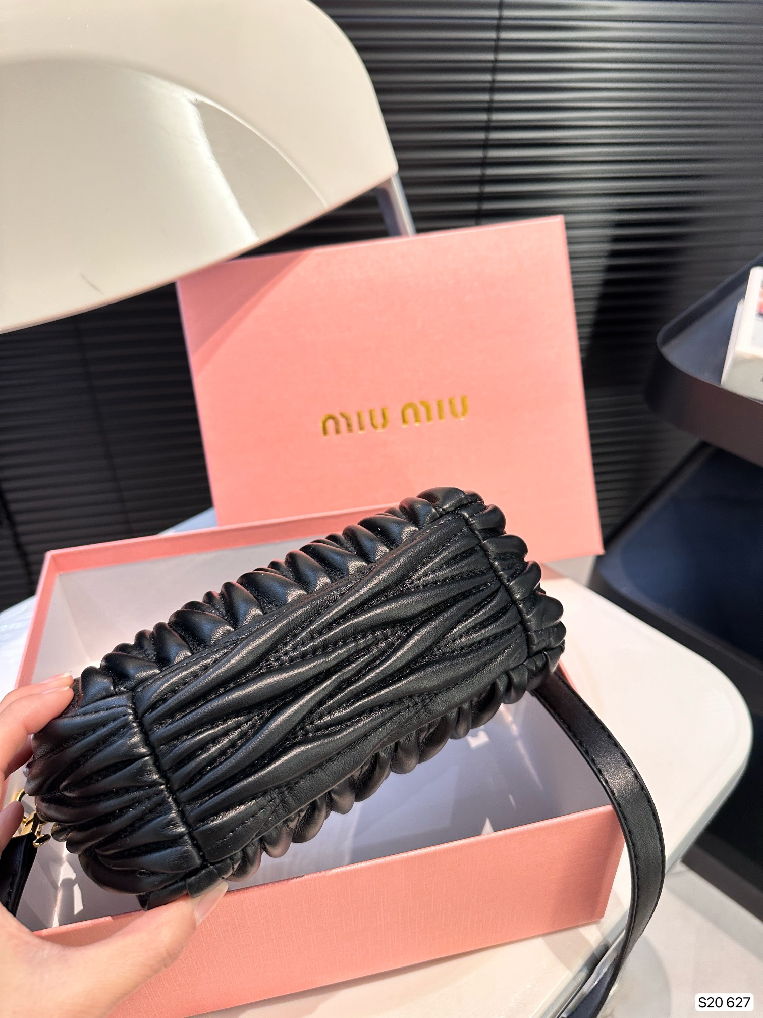 Replica Miu Miu  Small Nappa Leather Wander Top-Handle Bag