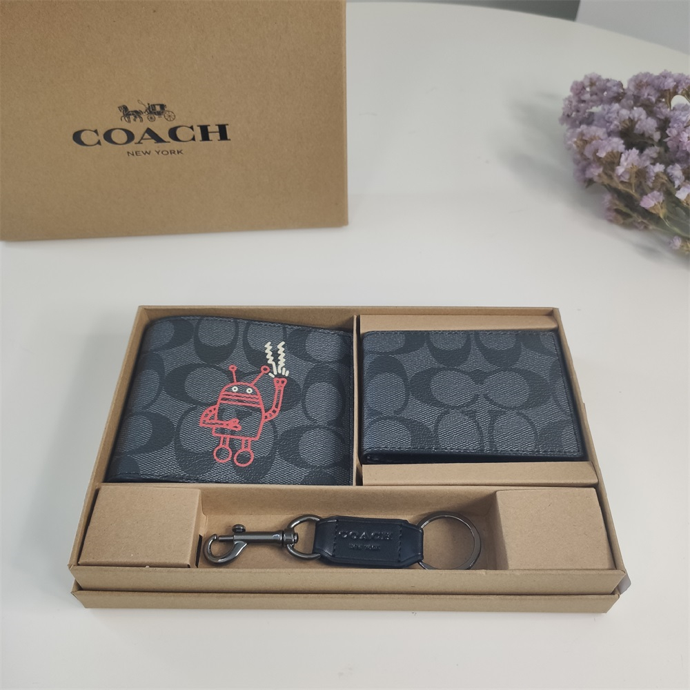 Coach 3 In 1 Wallet Men Folding Wallet Purse