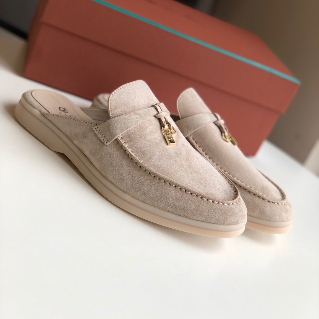 Loro*Piana Women's Slippers LP Leather flat lazy comfortable slip-on Muller sandals