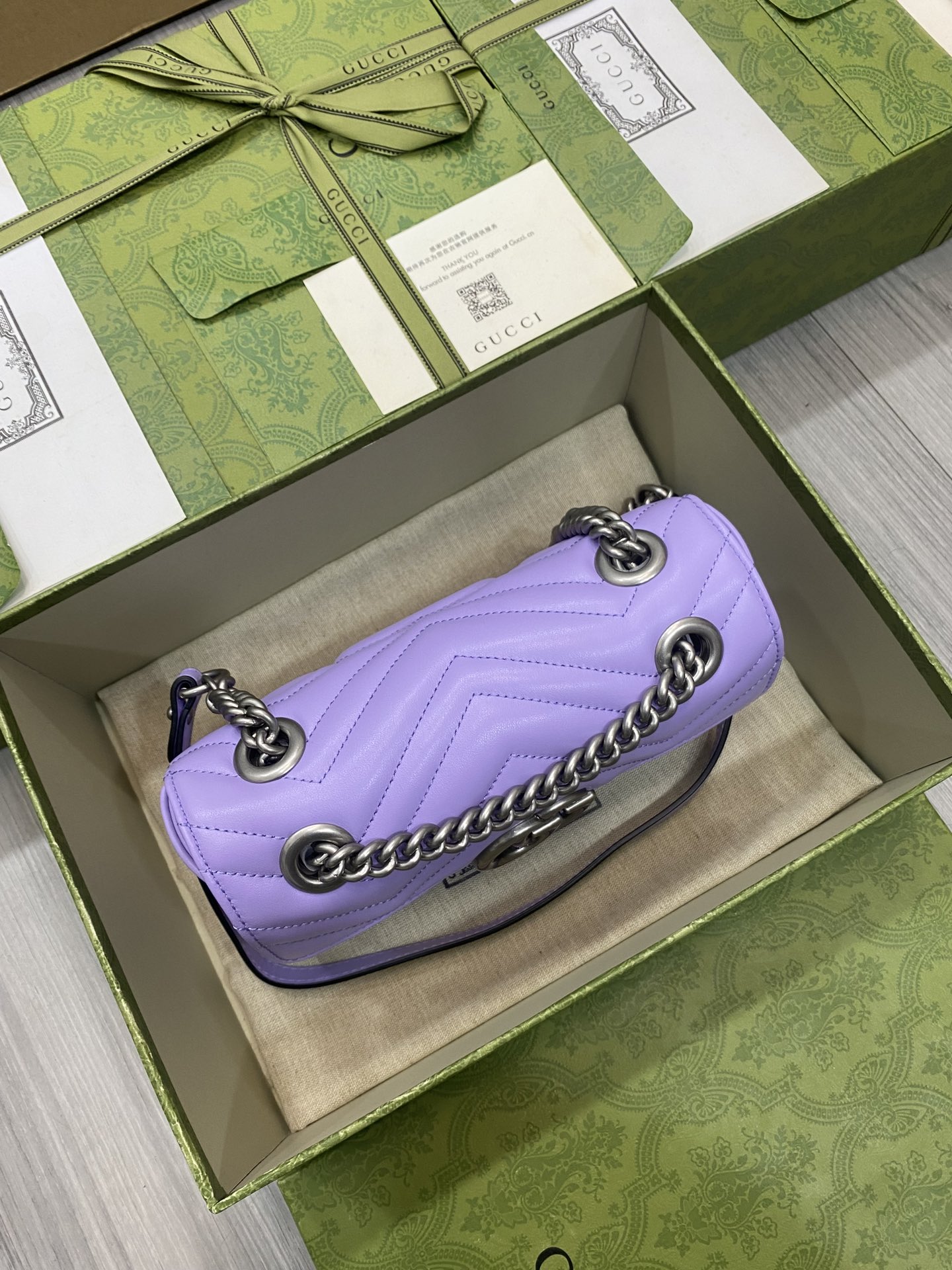 Top version Gucci GG Marmont chain bag Original factory leather