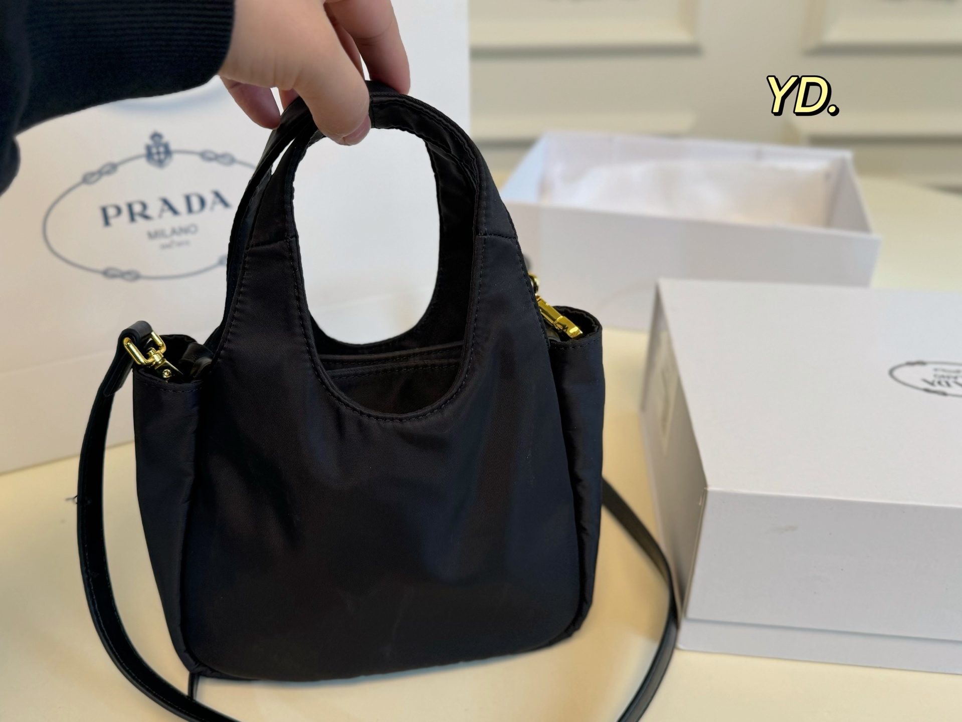Prada new bow basket shoulder bag