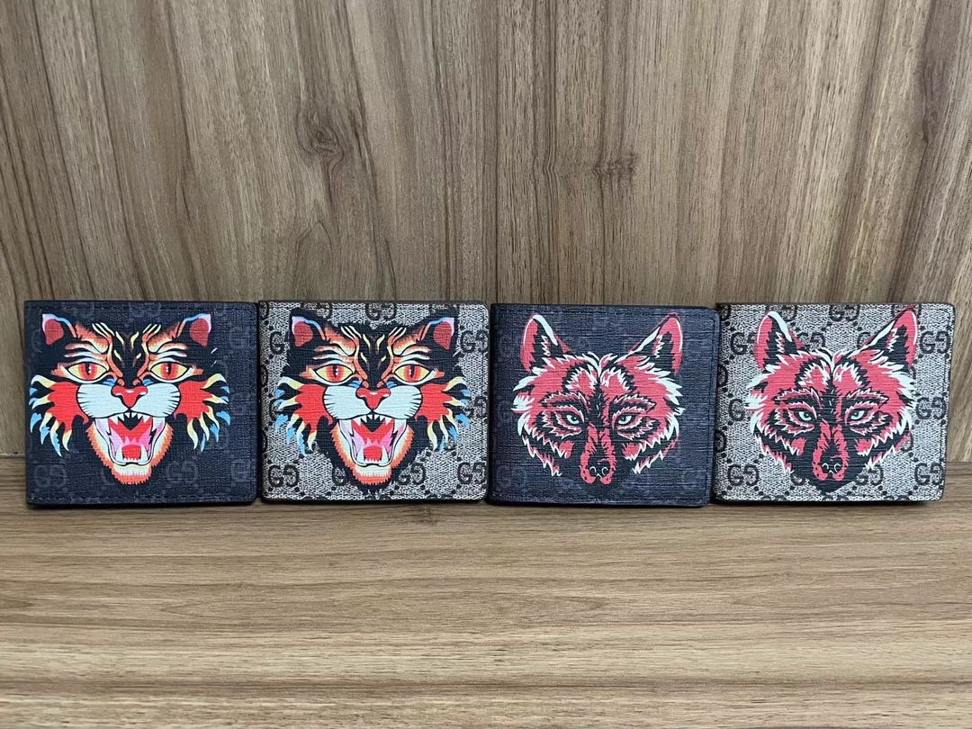 Replica Gucci Tiger Wolf Animal Monogram Bifold Wallet