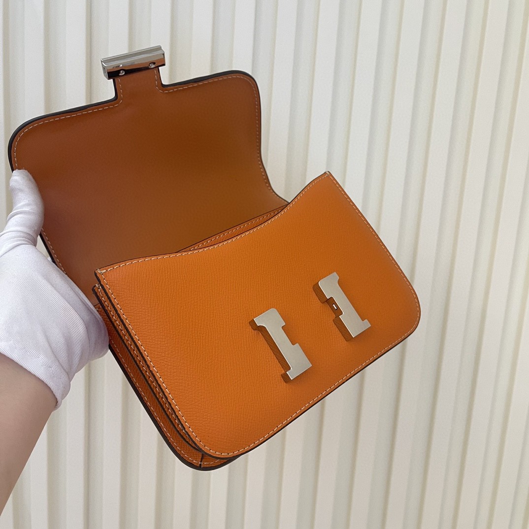 Hermes Women Constance 24 Bag Epsom Leather-Orange/Gold