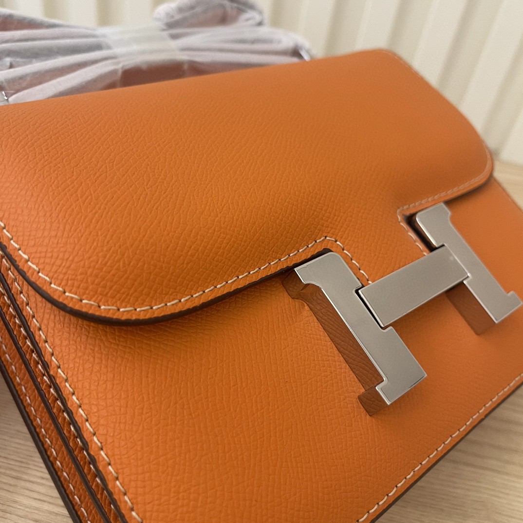 Hermes Women Constance 24 Bag Epsom Leather-Orange/Gold