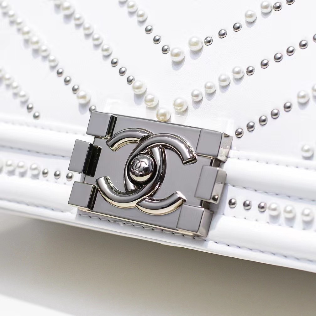 CHANEL 20 Leboy Embroidered Mini Bag with Chevron Pearl