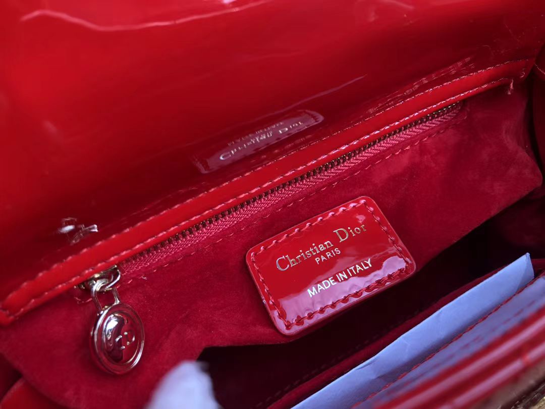 Dior red patent leather Diana bag