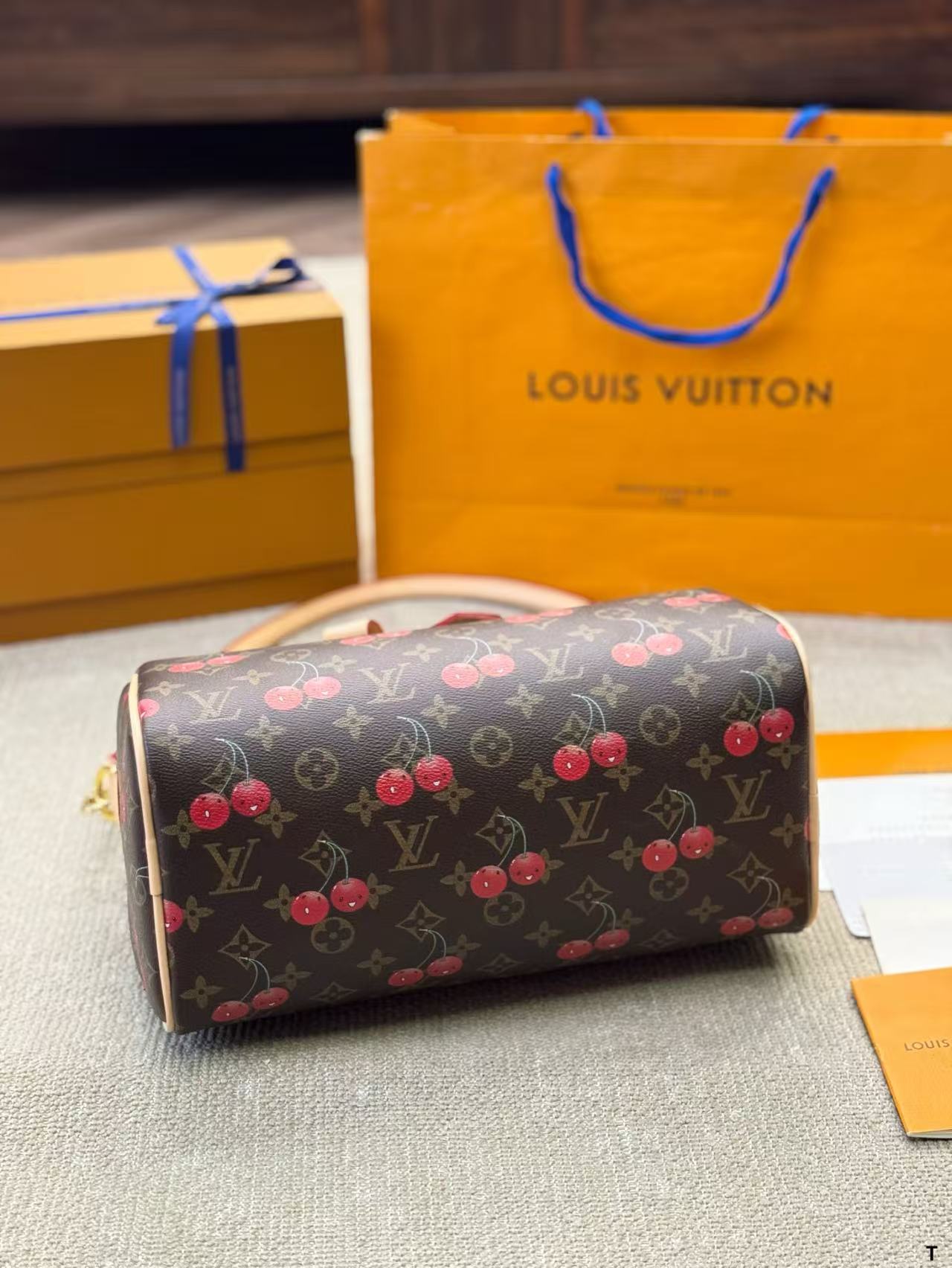 Louis Vuitton Speedy Cherry Print pillow bag