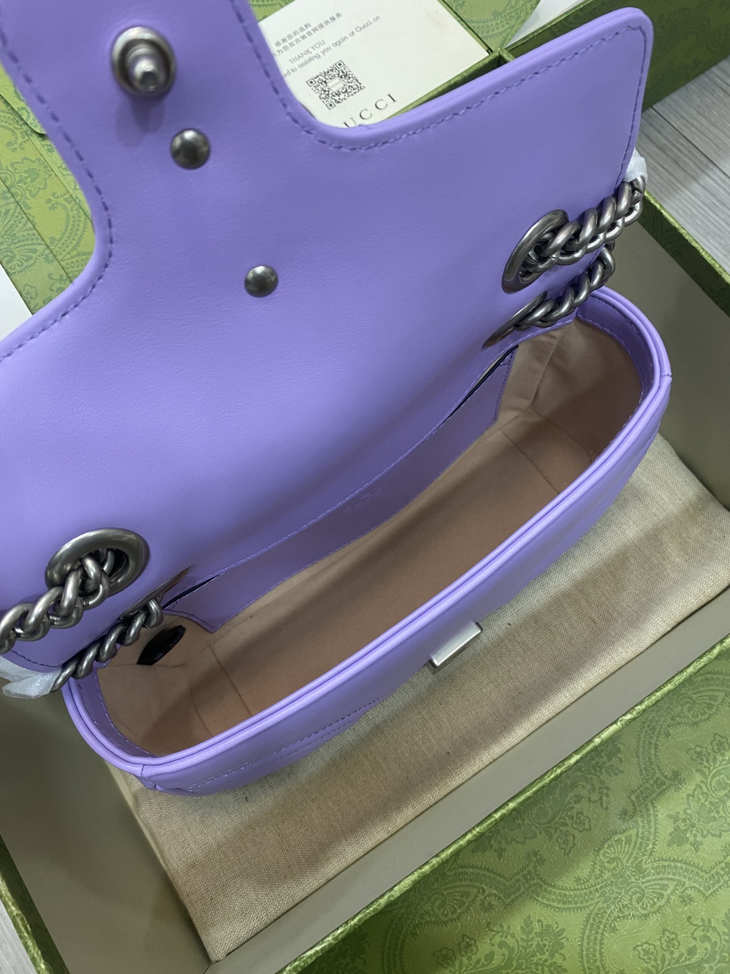 Top version Gucci GG Marmont chain bag Original factory leather