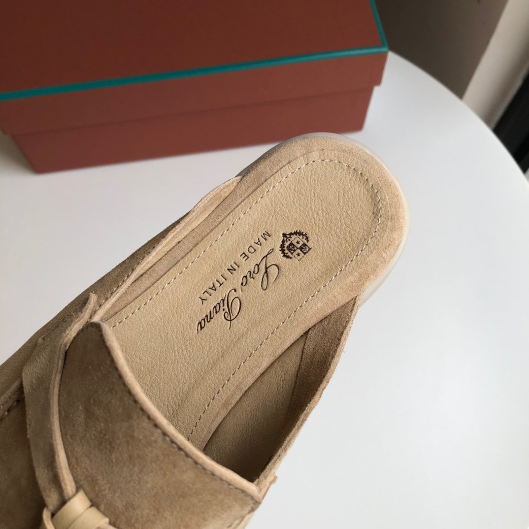 Loro*Piana Women's Slippers LP Leather flat lazy comfortable slip-on Muller sandals