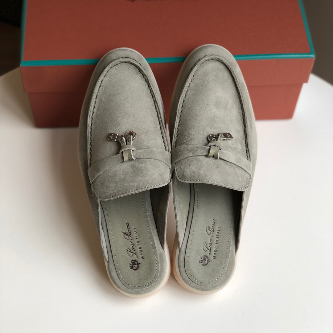 Loro*Piana Women's Slippers LP Leather flat lazy comfortable slip-on Muller sandals