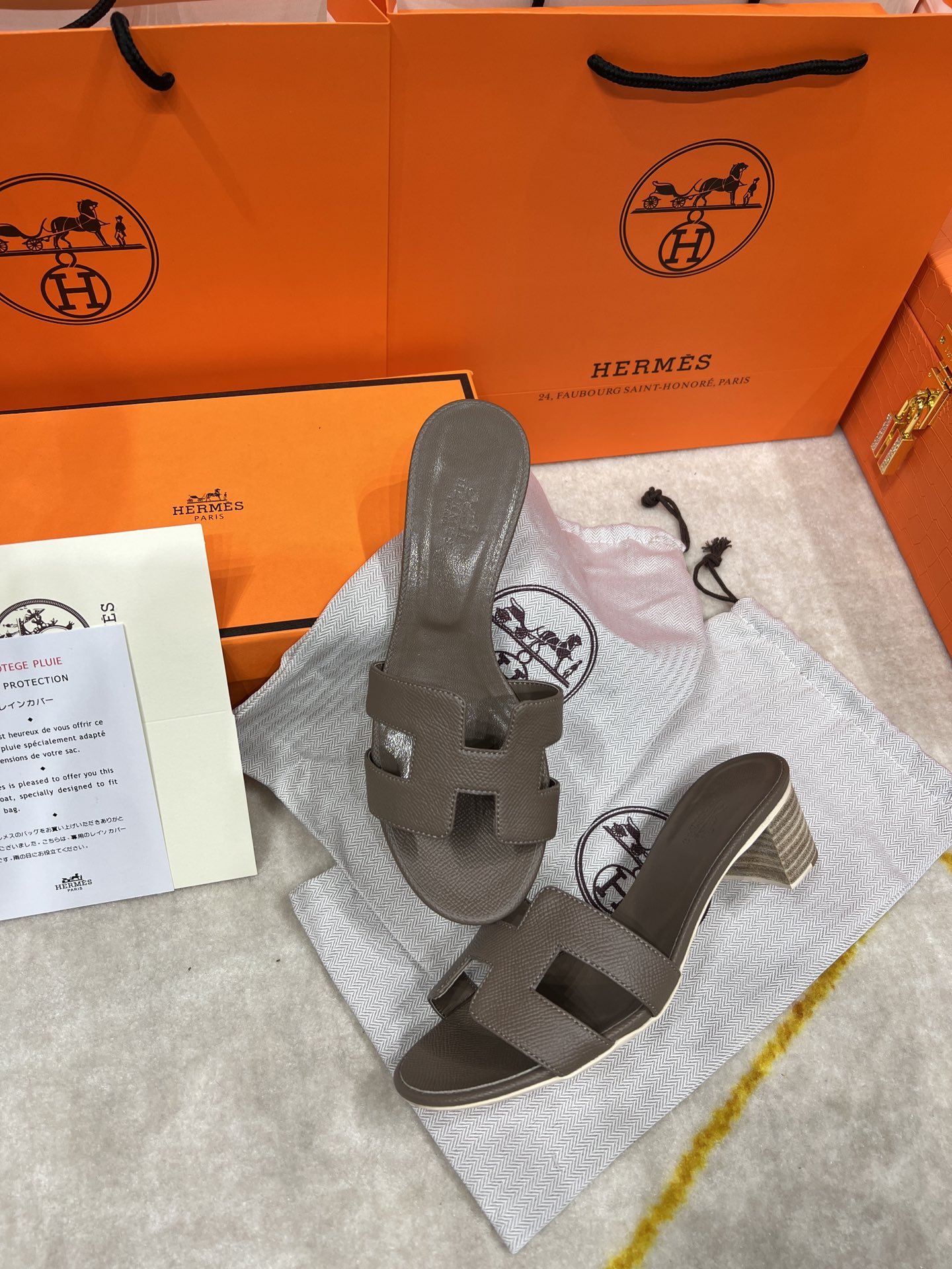 Hermes wooden chunky sandals