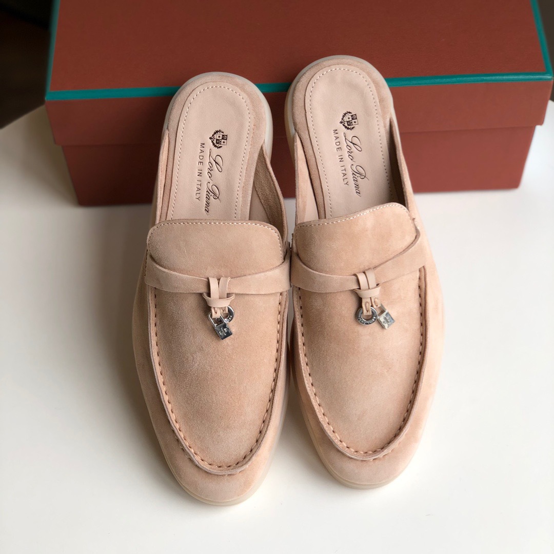Loro*Piana Women's Slippers LP Leather flat lazy comfortable slip-on Muller sandals