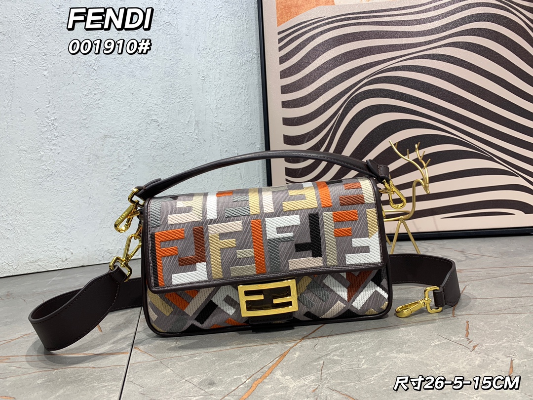 Fendi embroidered baguette bag