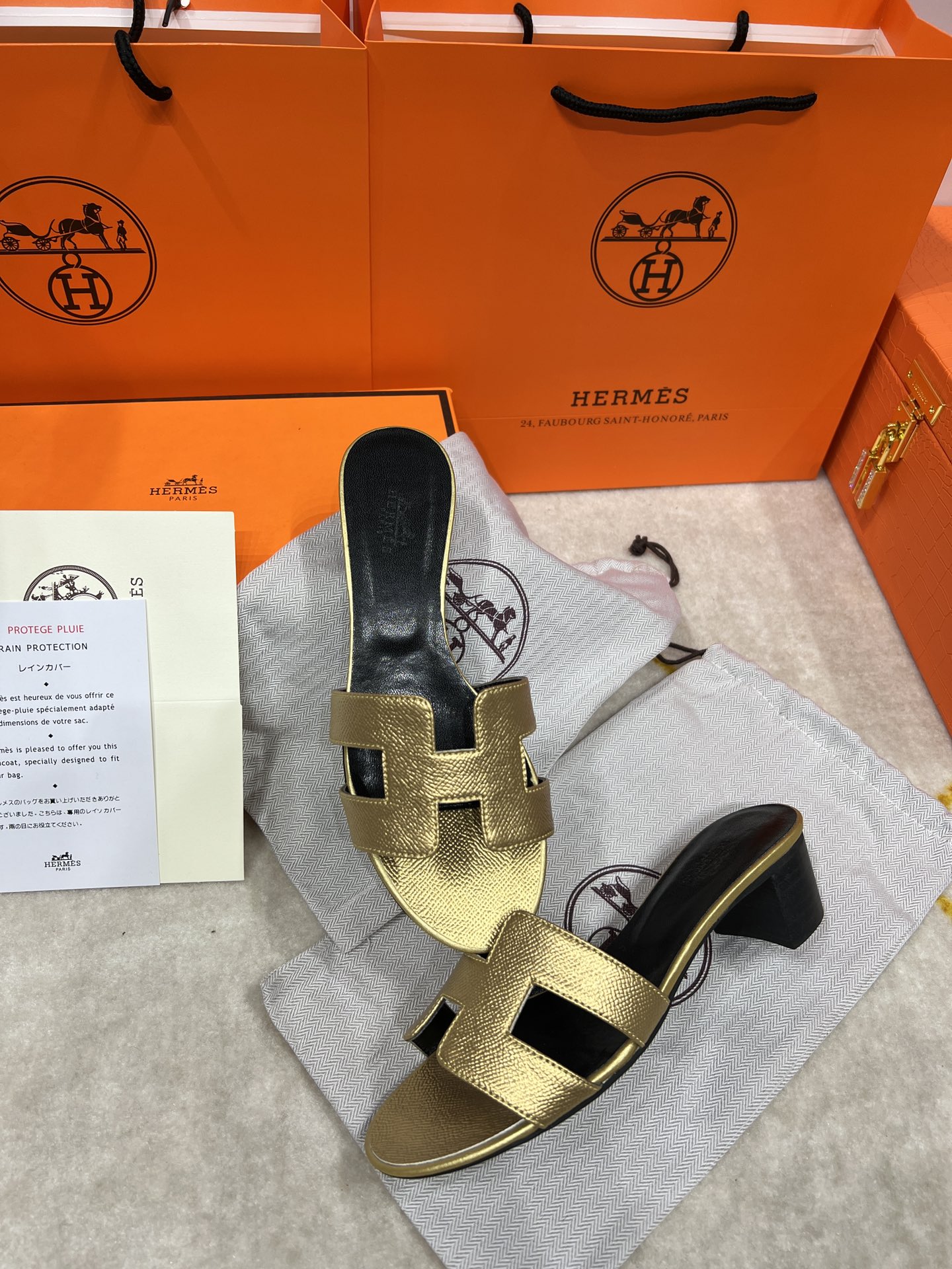 Hermes wooden chunky sandals