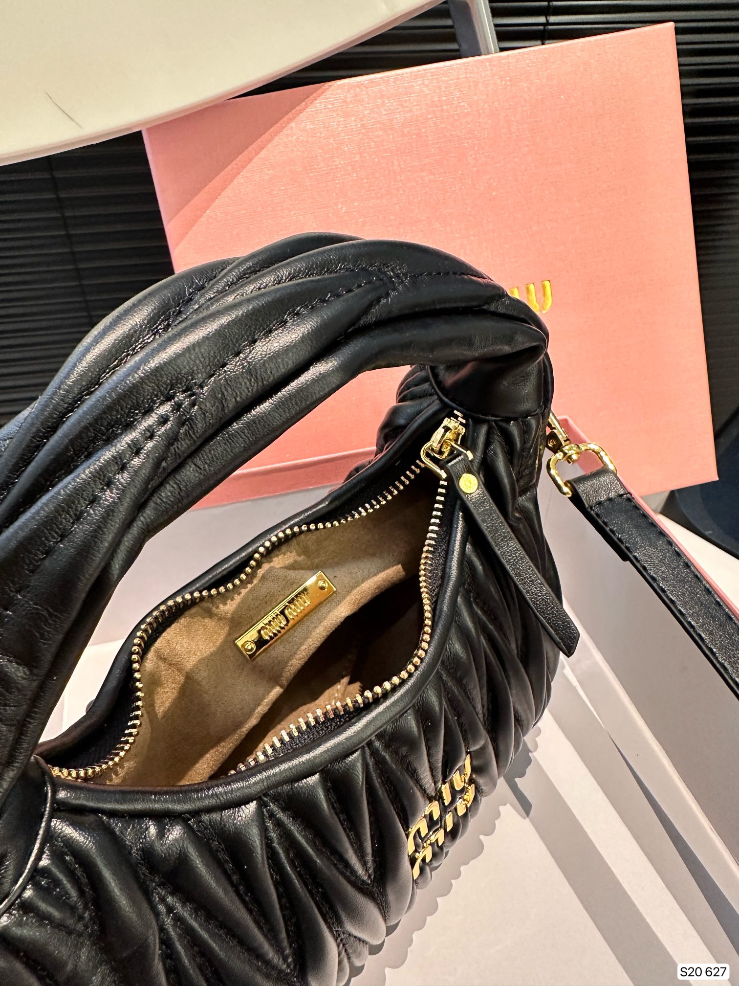 Replica Miu Miu  Small Nappa Leather Wander Top-Handle Bag