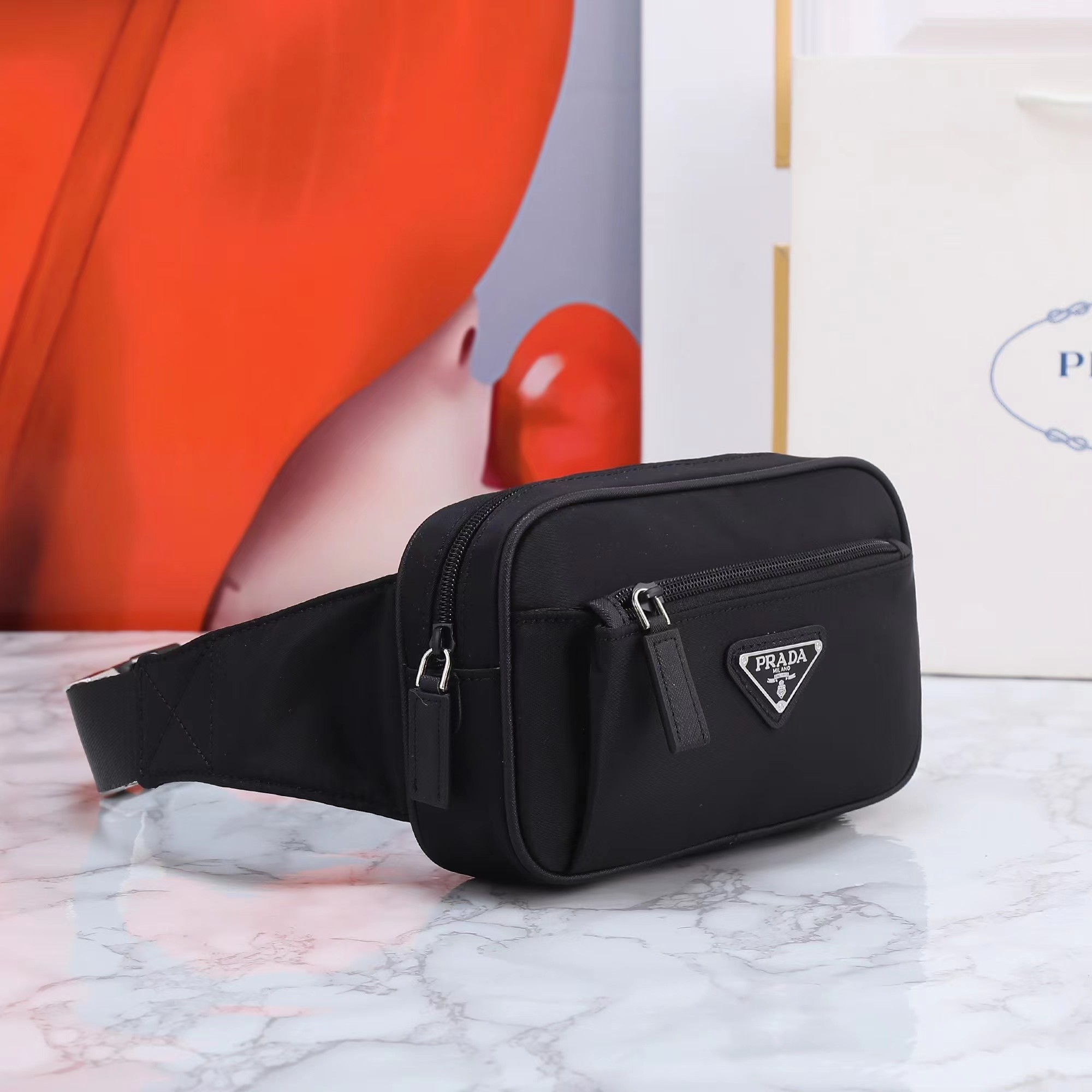 High Quality Prada Nylon waist and chest Unisex bags