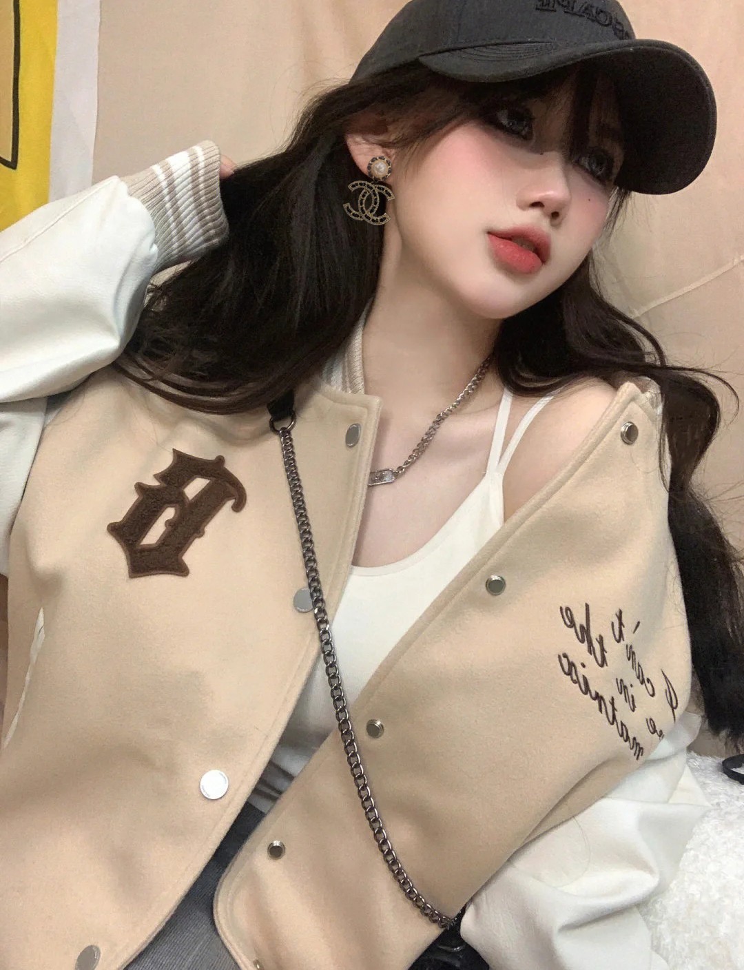 Chanel logo pearl earrings