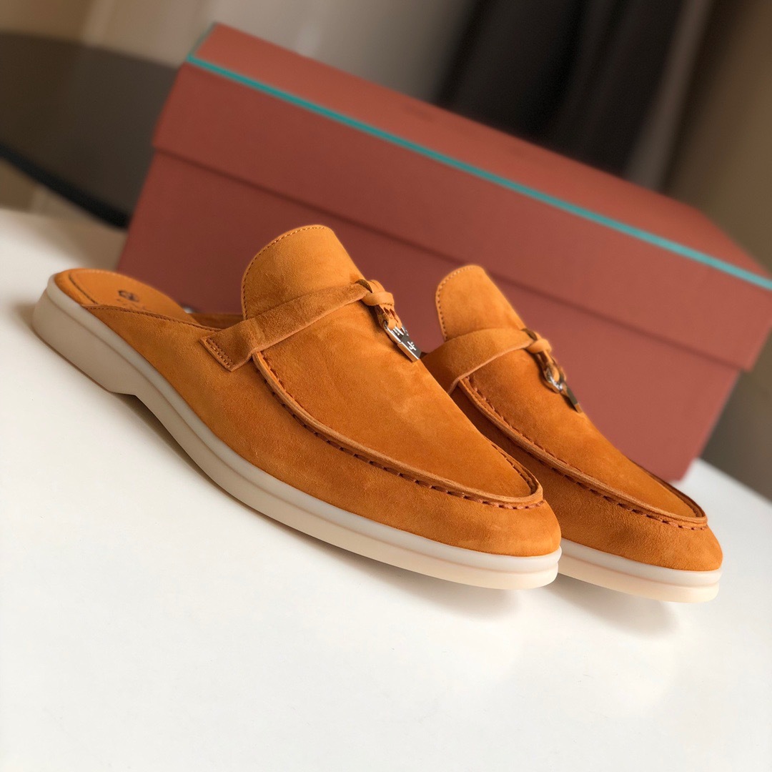 Loro*Piana Women's Slippers LP Leather flat lazy comfortable slip-on Muller sandals