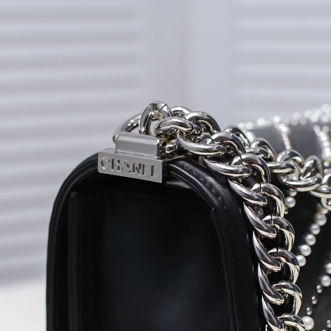 CHANEL 20 Leboy Embroidered Mini Bag with Chevron Pearl