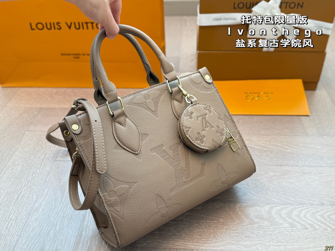 LV tote bag limited edition lvonthego salt retro college style