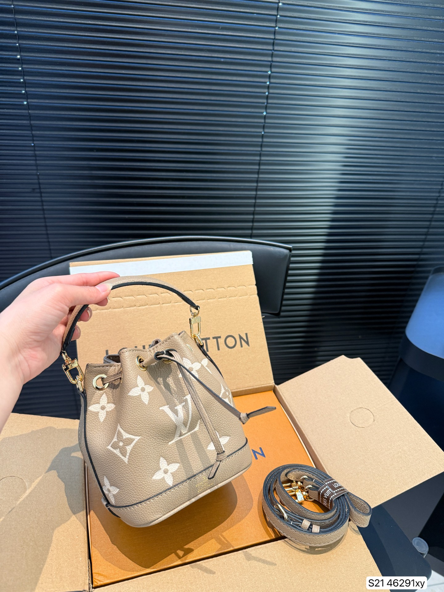 LV Elephant Grey Bucket Bag