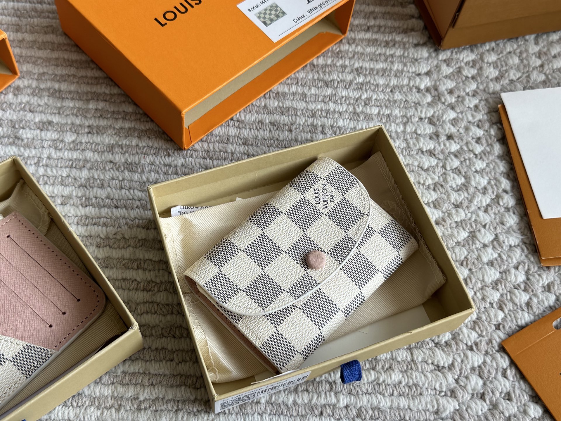 LV white checkered coin purse