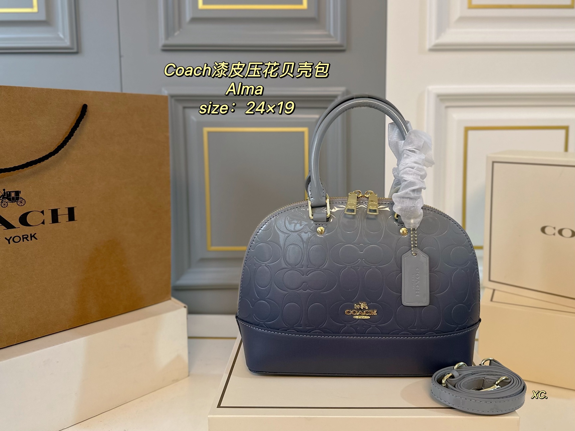 Louis Vuitton's new patent leather embossed alma shell bag