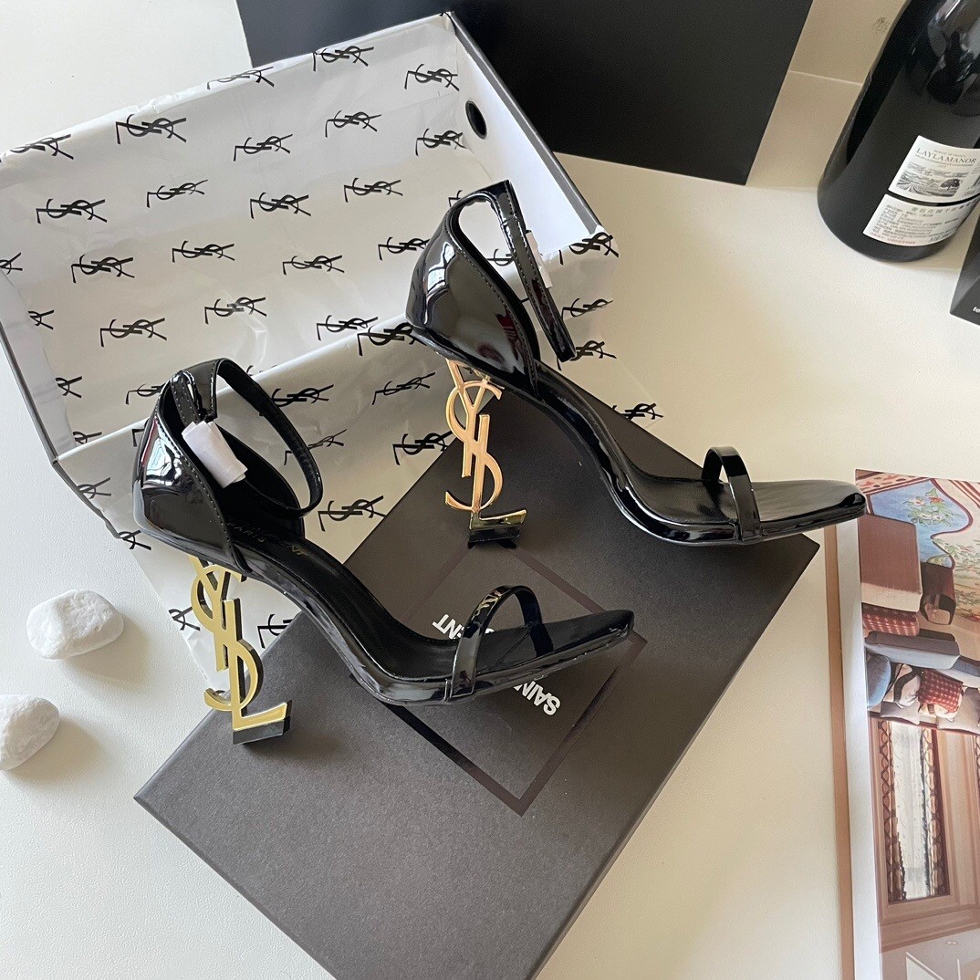 YSL lettering high heels