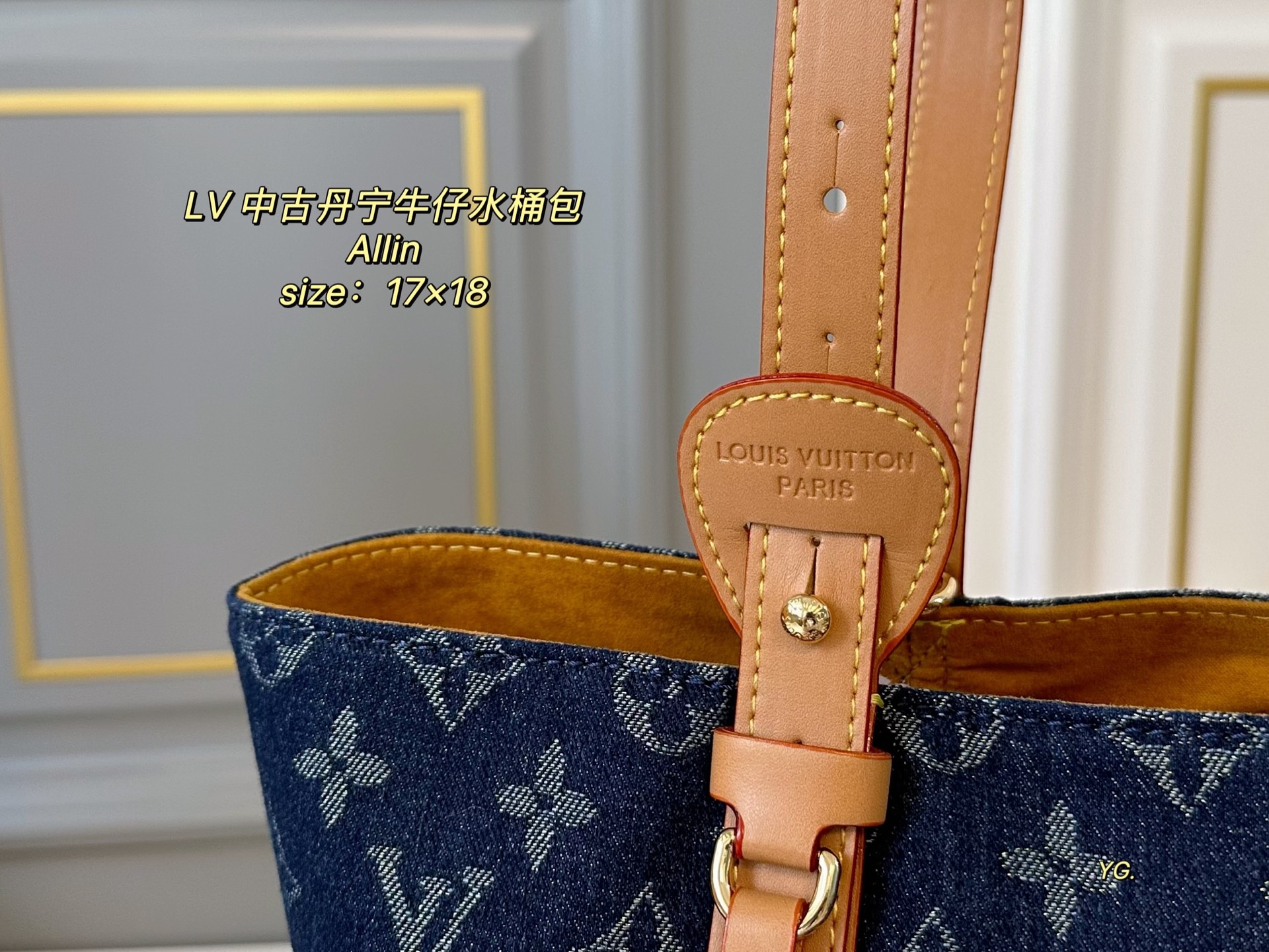 Louis Vuitton 25Allinbb Denim Denim Bucket Bag