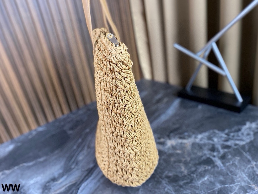 YSL raffia grass woven shopping bags