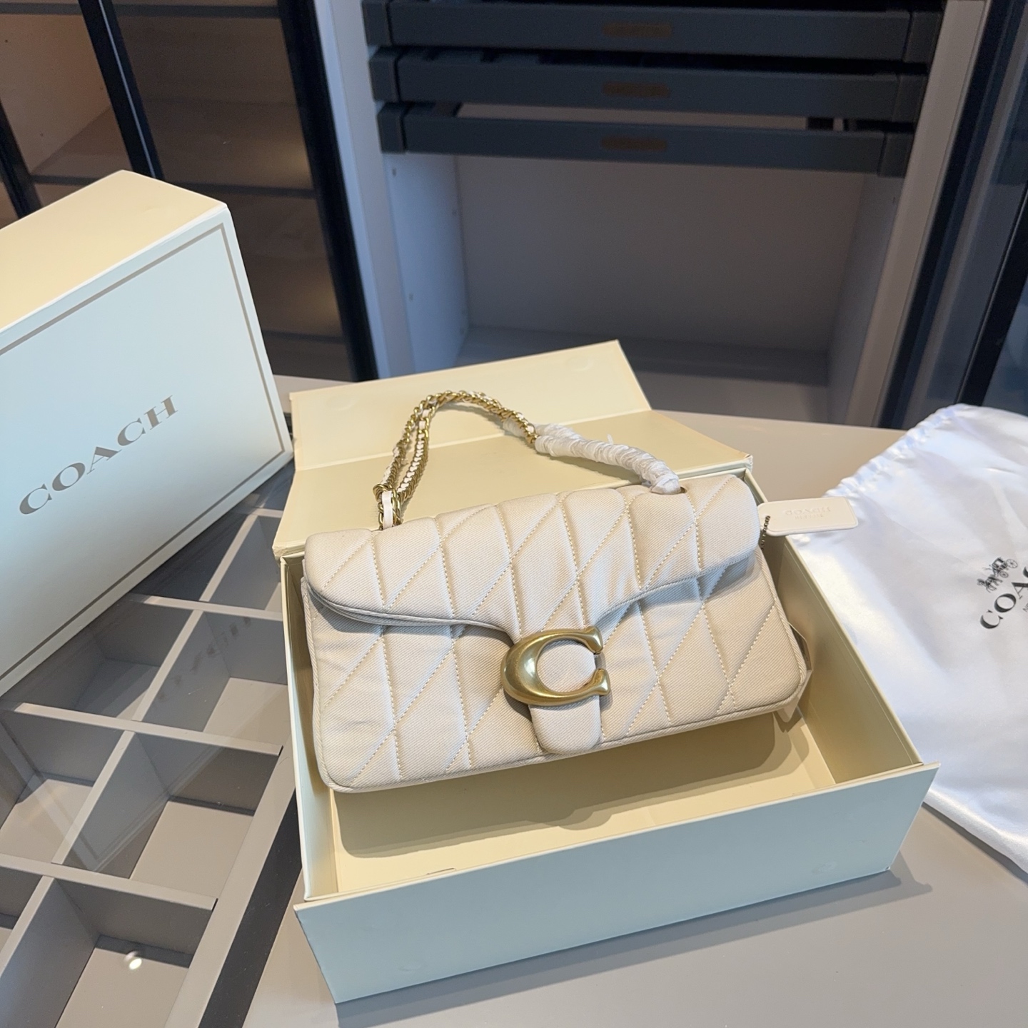 Coach Macaron denim Tabby bag