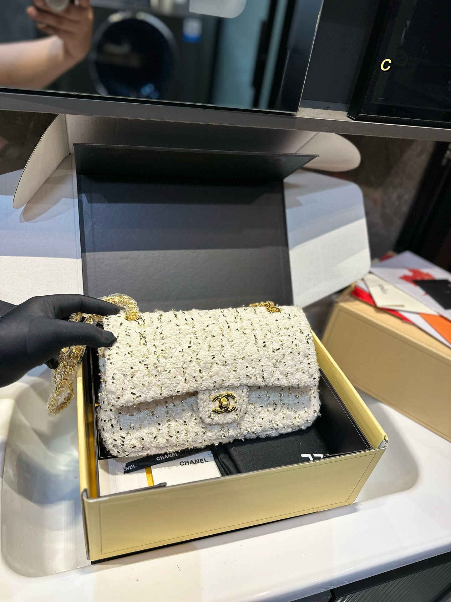 Chanel woolen CF bag