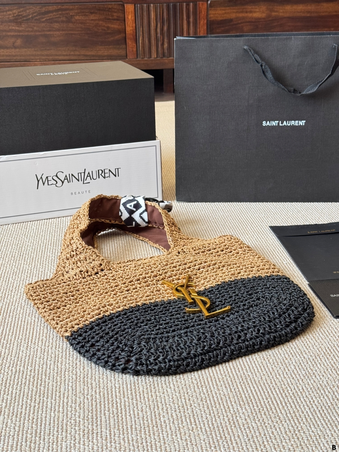 YSL woven tote bag is lightweight and practical