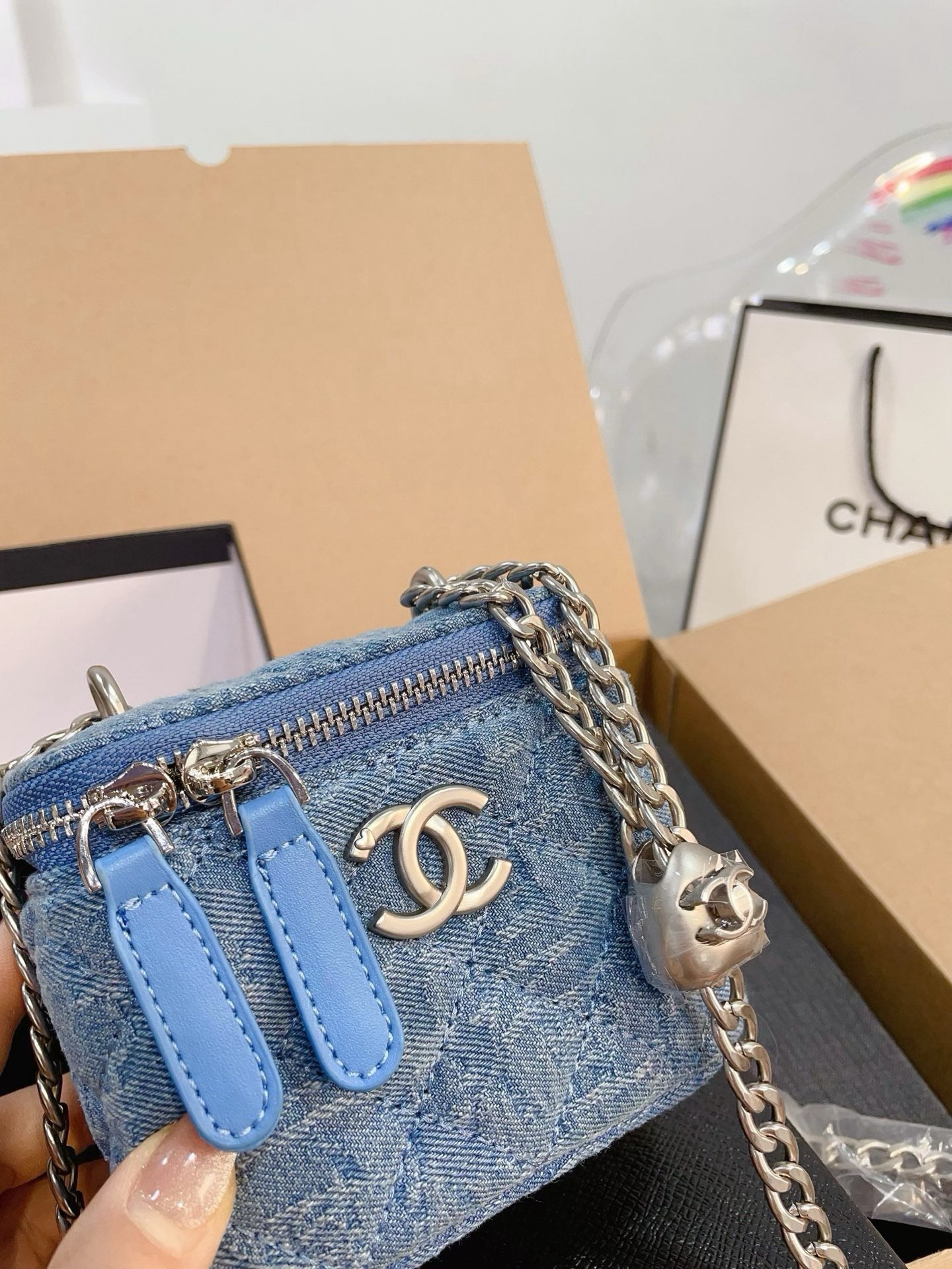 Chanel denim heart ball bag