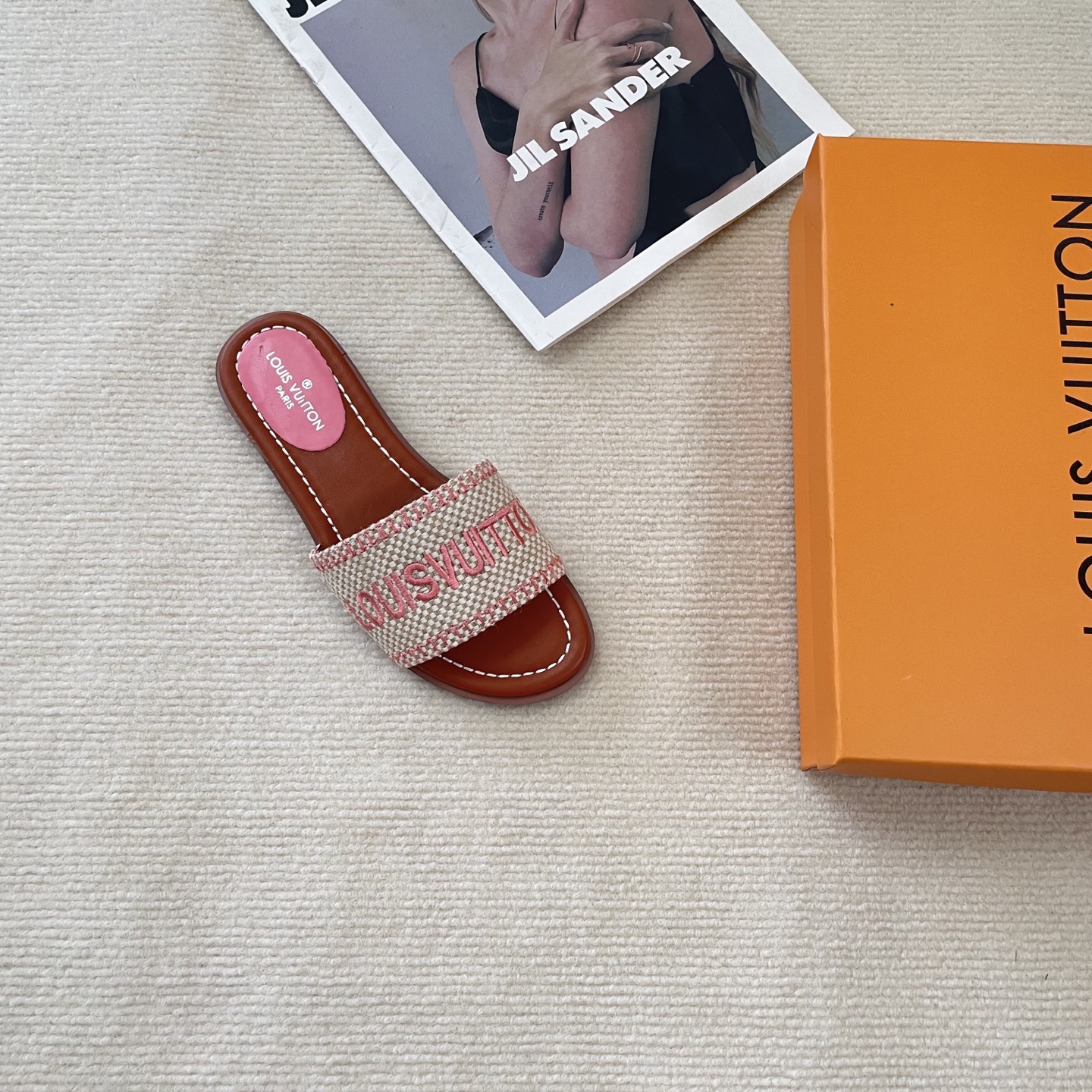 LV embroidered flat slippers