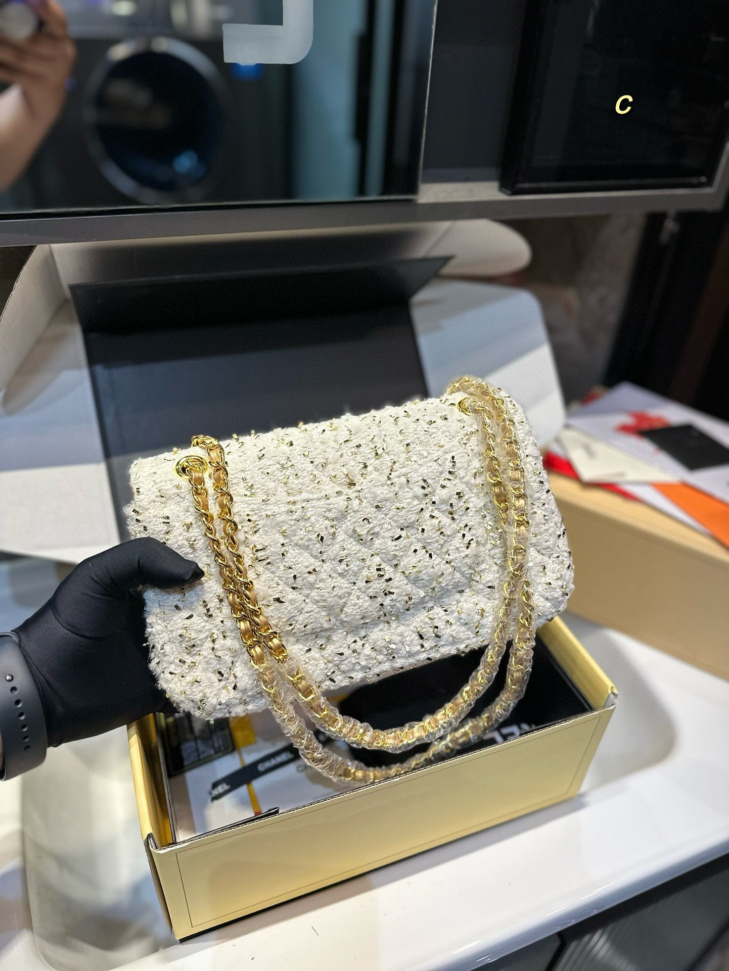 Chanel woolen CF bag