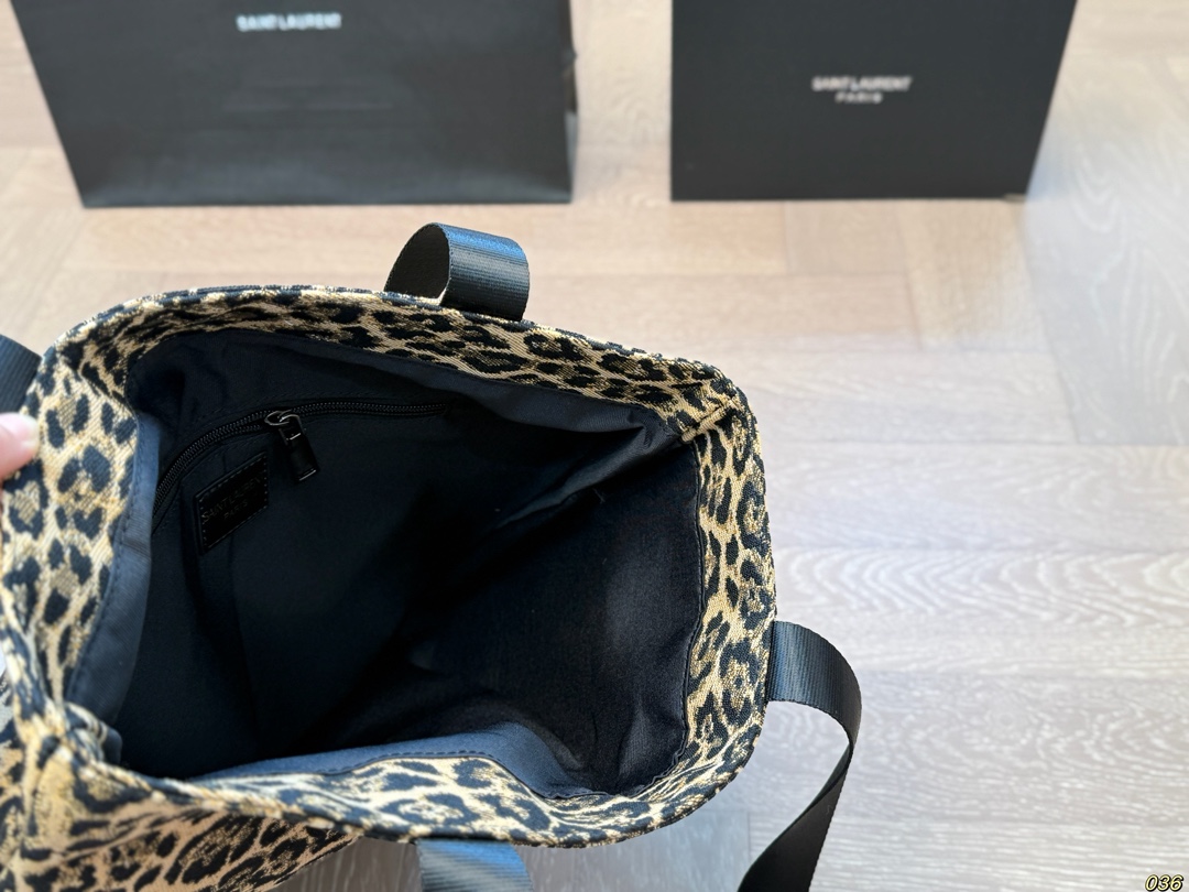 YSL leopard print tote bag