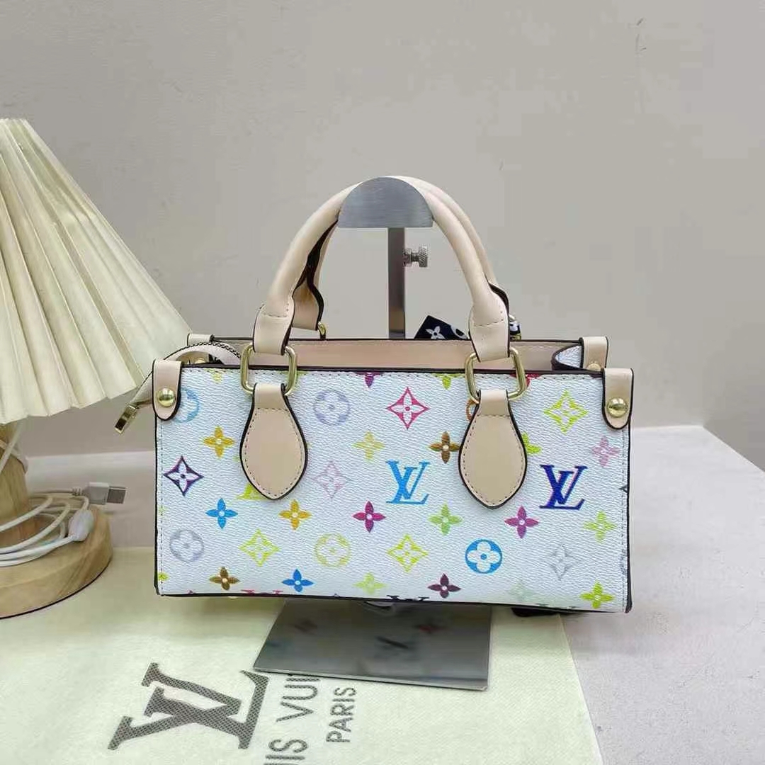 LV white three-color portable shoulder bag