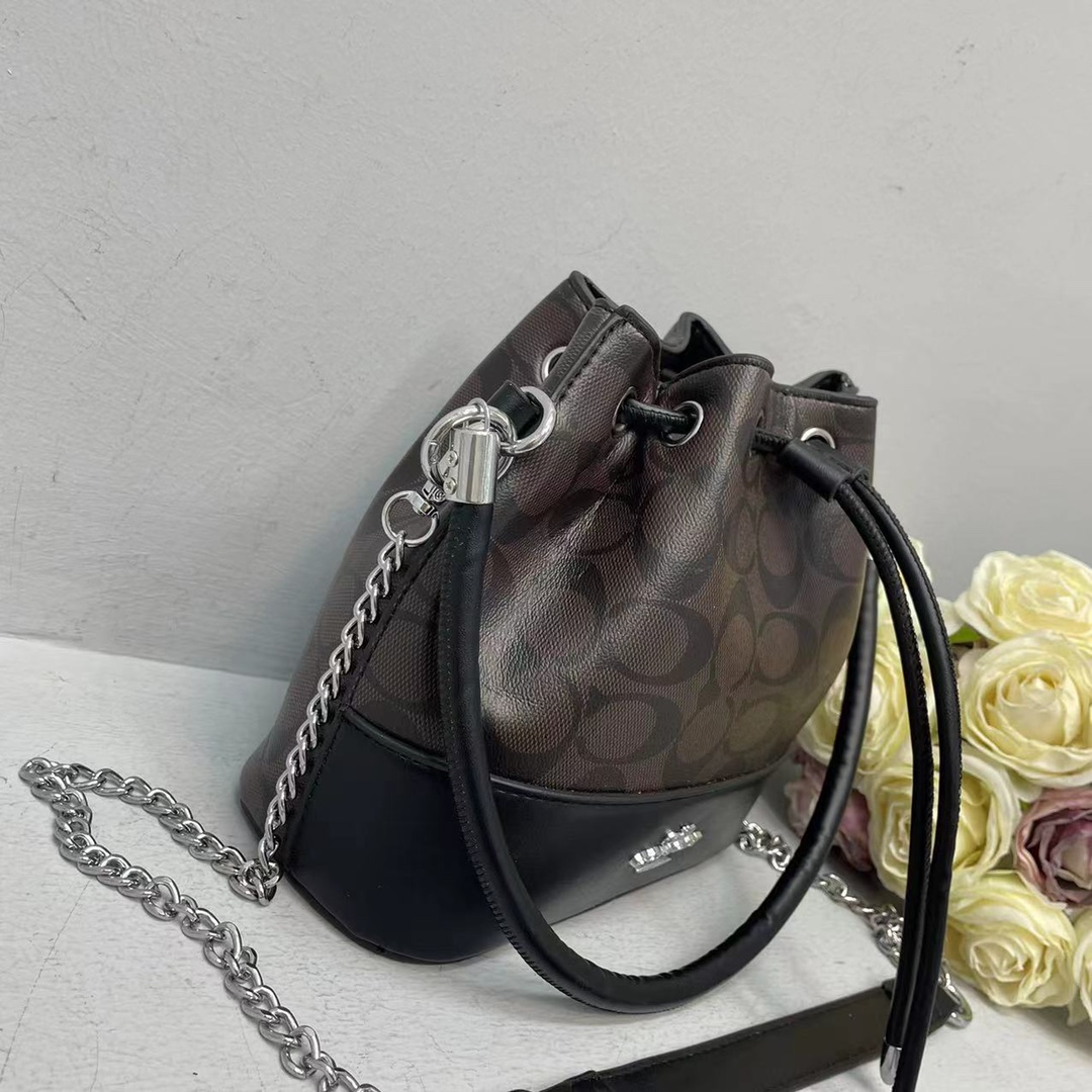 Coach Drawstring Bucket Bag Presbyopia Mini Handle Shoulder Crossbody Bag