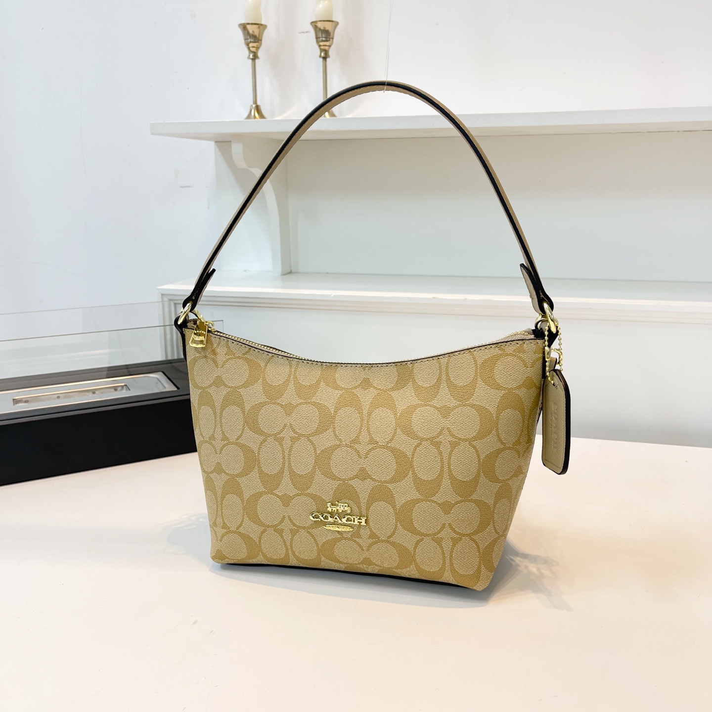 Coach Crescent Underarm Bag Crossbody Handbag Presbyopic Zipper Women's Bag