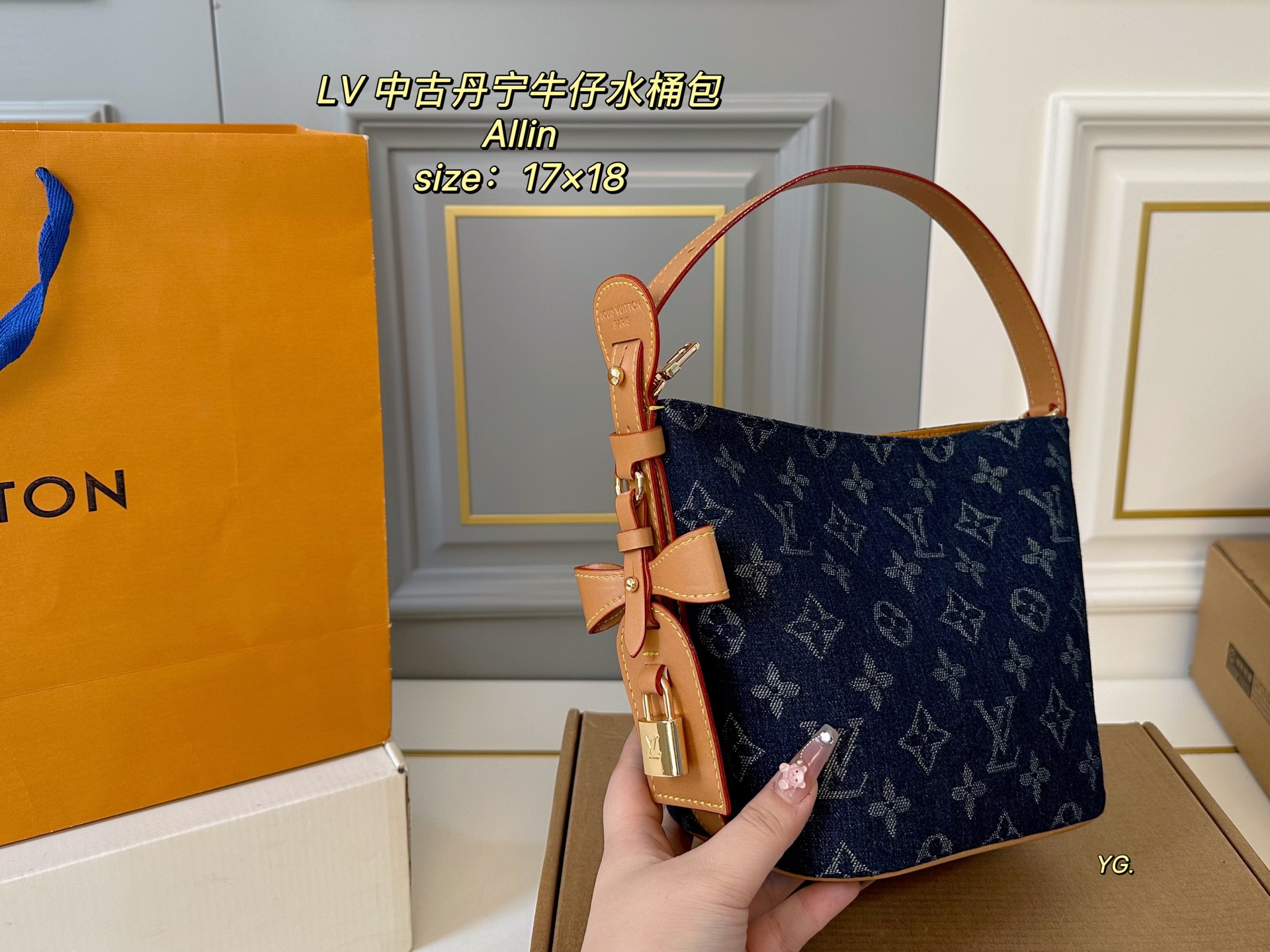 Louis Vuitton 25Allinbb Denim Denim Bucket Bag