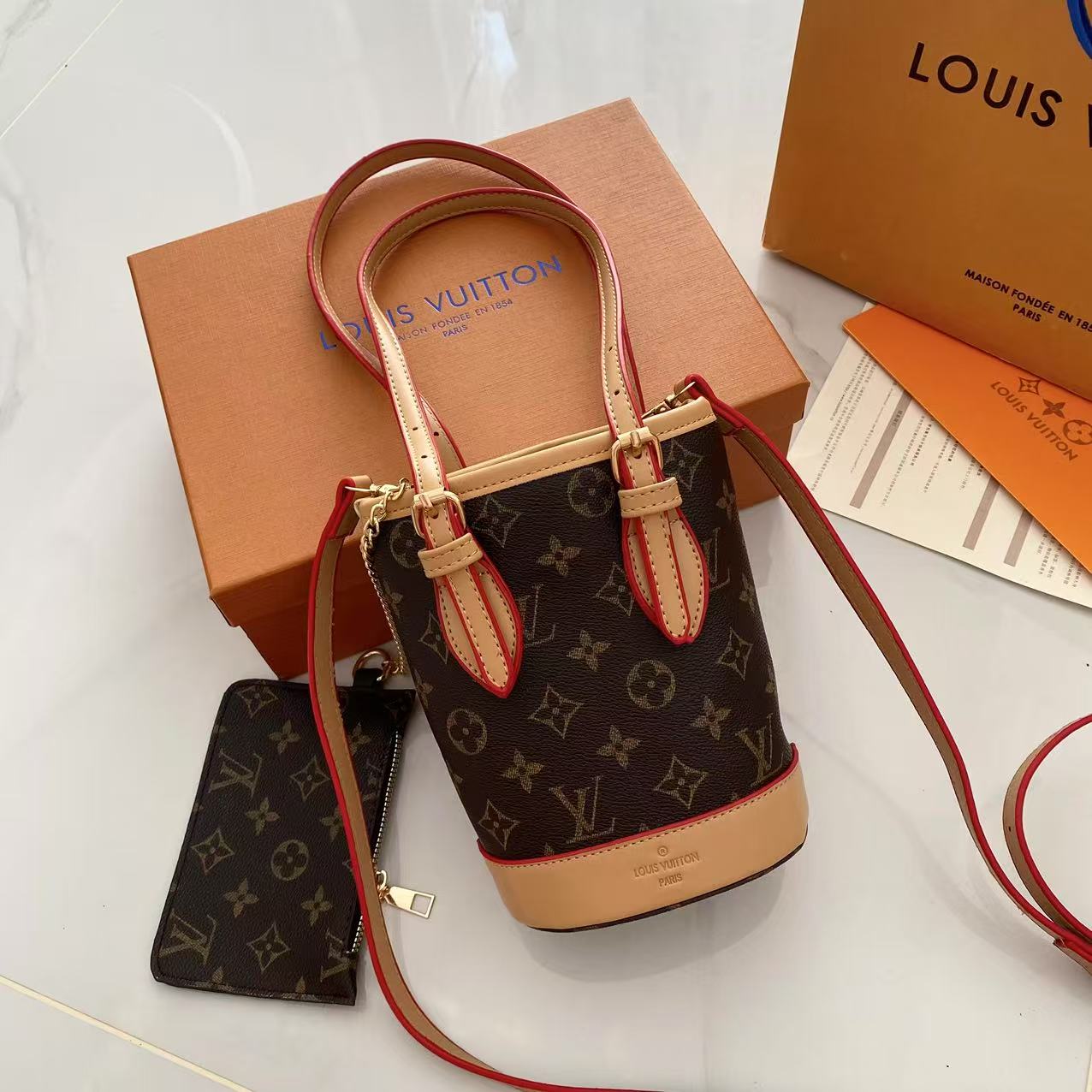 Louis Vuitton women's bag bucket bag shoulder bag luxury crossbody bag