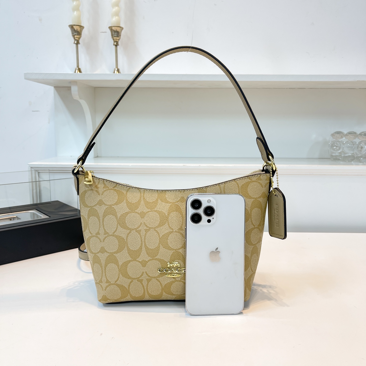 Coach Crescent Underarm Bag Crossbody Handbag Presbyopic Zipper Women's Bag