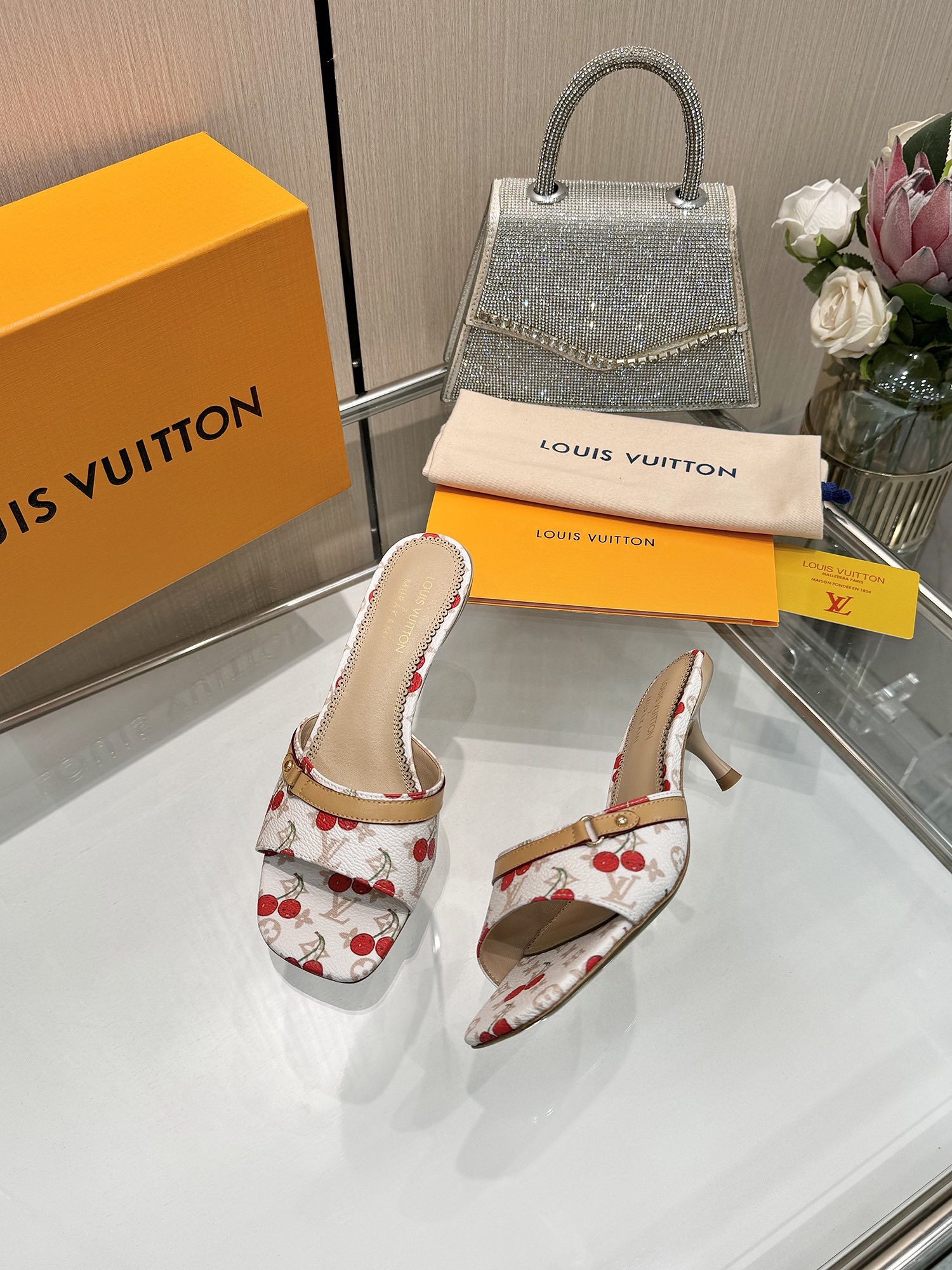 LV cherry high heels