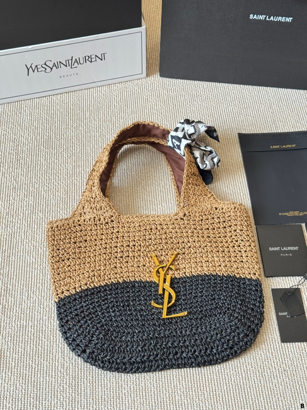YSL woven tote bag is lightweight and practical