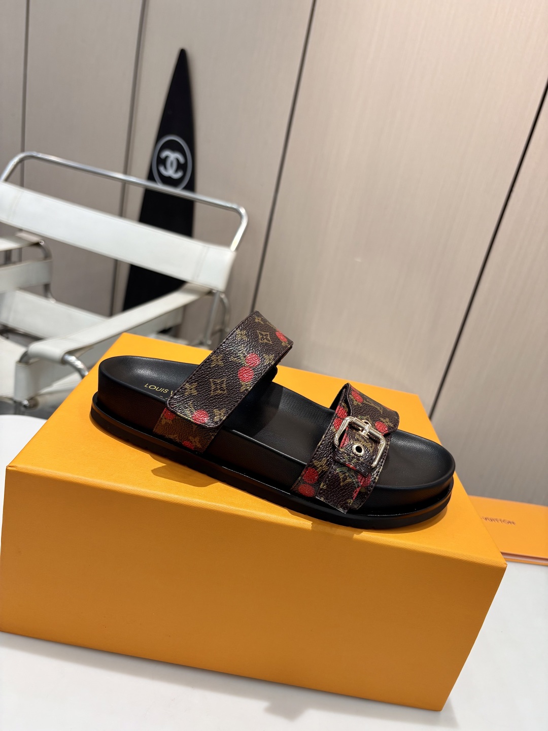 LV cherry slippers