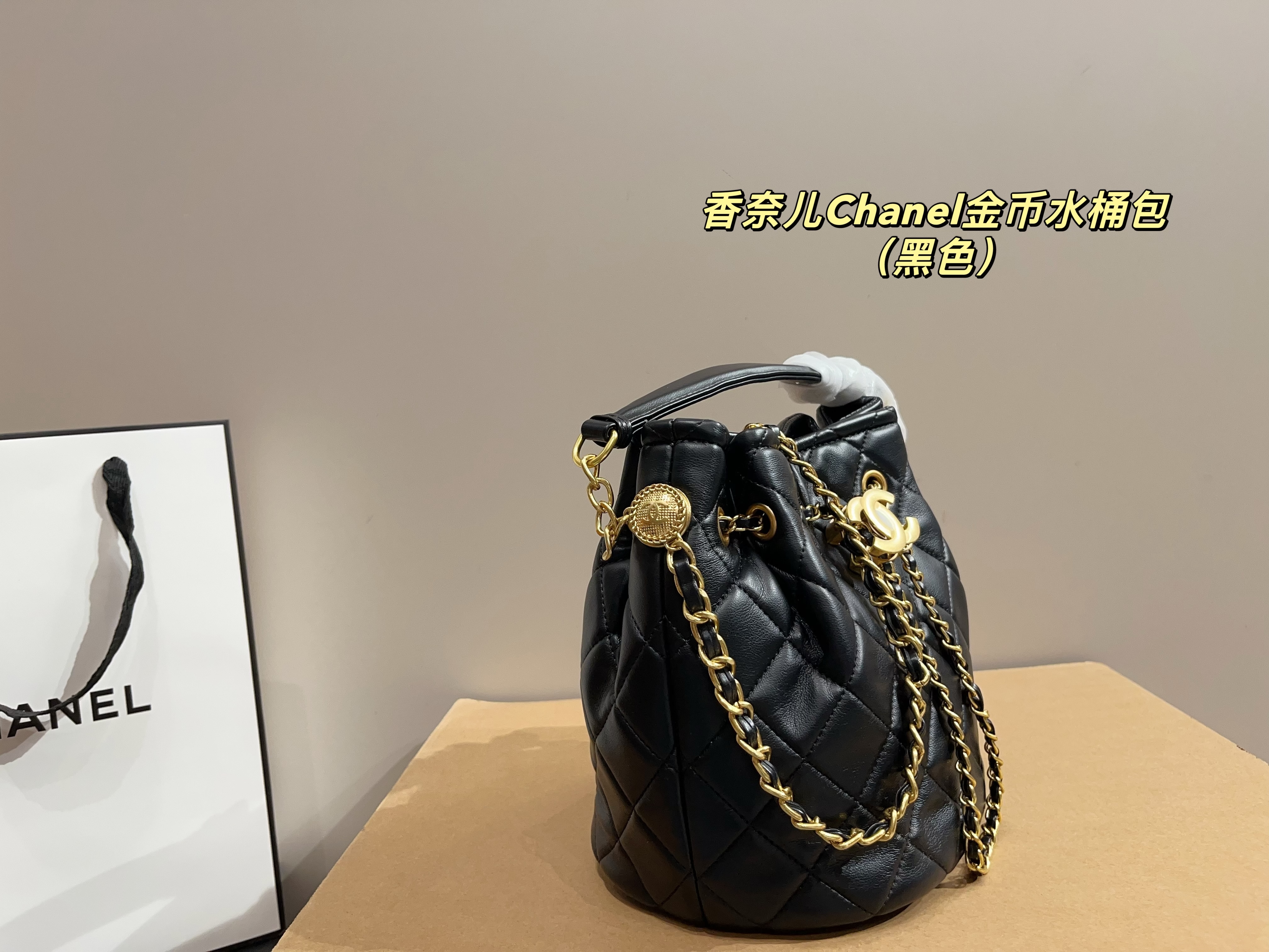 Chanel gold coin bucket bag