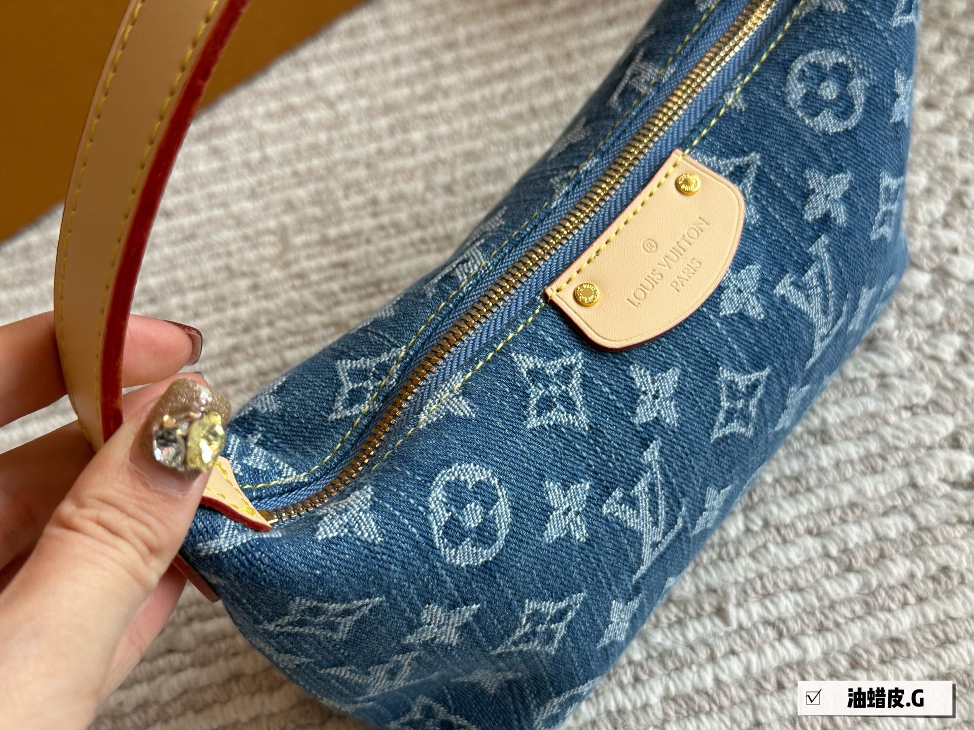 LV denim underarm bag
